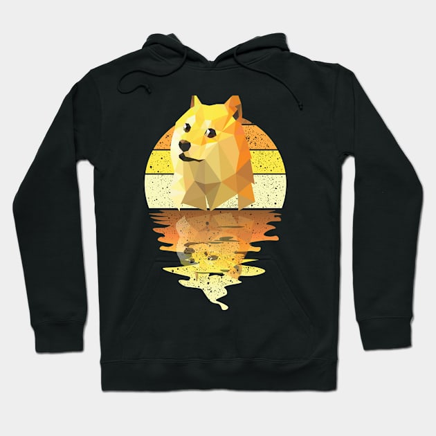 Vintage cute dog reflected on lights of moon Hoodie by mutarek